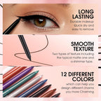 Langmanni 12Pcs Metal Colorful Eyeliner Pencil Set - Matte & Shimmer Eye Makeup,Smooth Use Long-Lasting & Waterproof Eyeliner Set