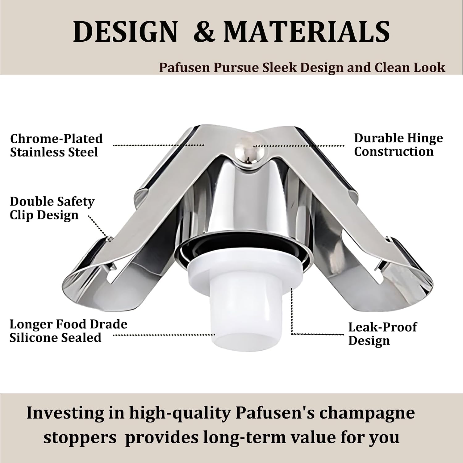 Champagne Stoppers For Bottles, Pafusen 2 Pack Champagne Sealer Stopper, Stainless Steel Champagne Cork Stopper Toppers, Saver For Champagne Cava Prosecco Sparkling Wine