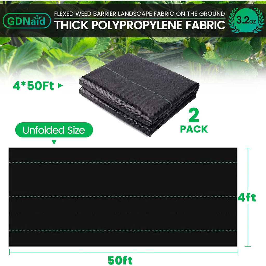 4Ftx100Ft Weed Barrier Landscape Fabric Heavy Duty, 3.2Oz Weed Barrier Fabric, Easy Setup Woven Garden Weed Fabric Landscaping Fabric