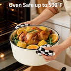 Enameled Cast Iron Dutch Oven with Lid -6.5 QT, incl. Sourdough Bread-Baking Supplies like Banneton Proofing Basket, Heavy Duty Cookware Bread-Oven for Baking, Stews, and Roasting, Cream White