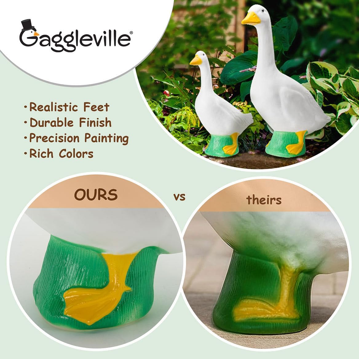 Official Gaggleville 23" Large White Goose, Plastic Garden Décor, Vibrant & Clean Painted Goose Feet - Indoor Or Outdoor Decorative Figurine For Garden, Patio, Or Entryway Accent By Fox Valley Traders