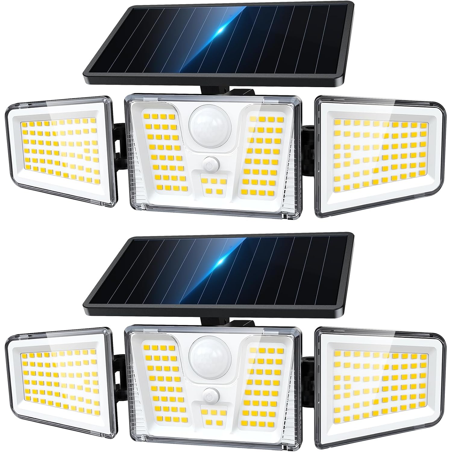 Kooper Solar Flood Lights, 210 Led Motion Sensor Outdoor Lights, Solar Motion Lights Outdoor Waterproof, 3 Heads 300° Wide Angle Outdoor Security Lights For Yard Patio Garage Entryways, 2 Pack, Black