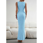 Prettygarden Women'S 2026 Summer Casual Maxi Dresses Ribbed Knit Sleeveless Bodycon Elegant Going Out Beach Vacation Clothes