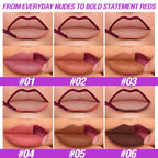 LANGMANNI 6Pcs Peel Off Lip Liner Set,Lip Stain Peel Off,Long-Lasting Waterproof & Smudge-Proof Matte Lip Liners With Ergonomic Handle & Precision Brush,Makeup Gift for Girls (6 Colors Set)