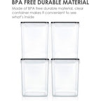 Vtopmart 4 PCS Large Food Storage Containers 5.2L / 175oz, 4 Pieces BPA Free Plastic Airtight Canisters for Flour, Sugar, Baking Supplies, Rice with Lids, 4 Measuring Cups and 24 Labels, Black