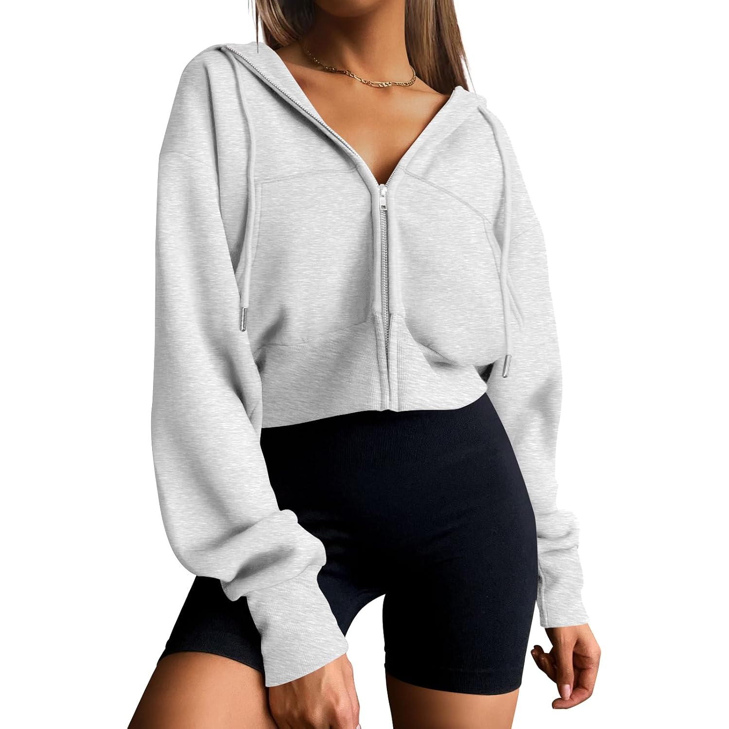 Trendy Queen Womens Zip Up Cropped Hoodies Long Sleeve Sweatshirts Casual Jackets Fall Fashion 2025 Winter Clothes
