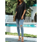 Womens Oversized Tshirts V Neck Tee Shirts Half Sleeve Loose Fit T Shirt Cotton Tunic Tops 2025