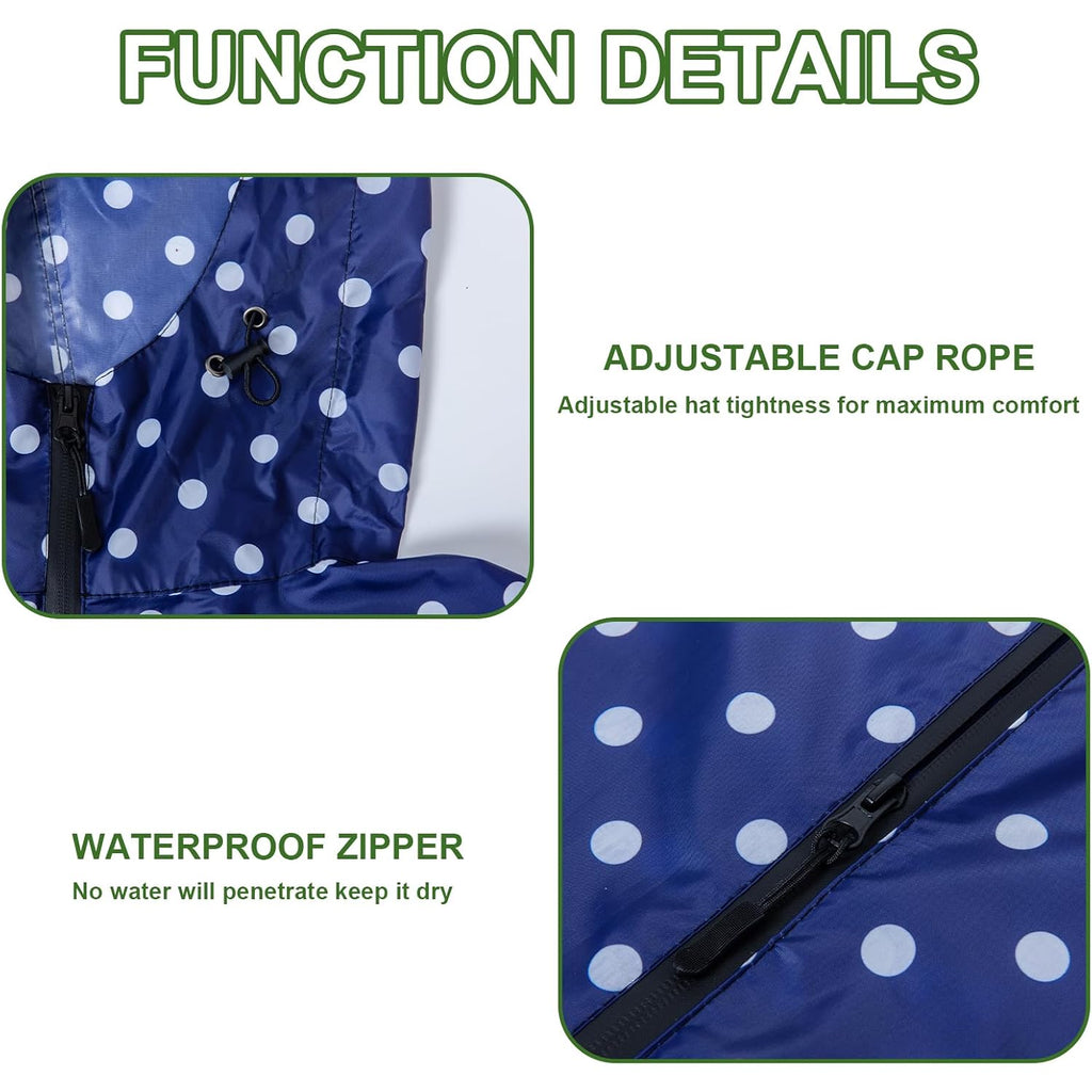 Hooded Rain Ponchos For Adult - Rain Coat And Rain Jacket With Waterproof Pocket And Zipper