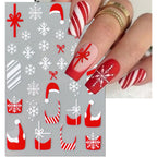 IDDFEVE Christmas Gift Bow Nail Art Stickers, Santa Hat Elk Snowflake Design, 3D Self-Adhesive Glitter French Nail Tip Winter Holiday Nail Decals for Women (5 Sheets)