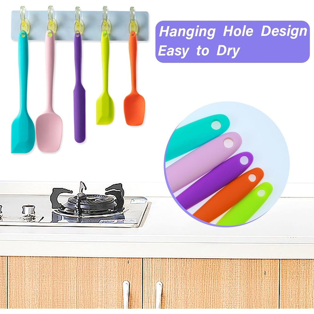 Silicone Spatula Set, 5 Piece Food Grade Rubber Spatulas For Baking, Cooking, And Mixing High Heat Resistant Non Stick Dishwasher Safe Bpa-Free (Multicolor)