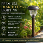 8 Pack Solar Lights Outdoor, Stainless Steel Glass Solar Pathway Lights, Auto On/Off Long-Lasting Waterproof Garden Lights For Landscape, Path, Yard, Driveway, Walkway Decor (Warm White)