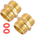 Garden Hose Connector, Male To Male Hose Adapter, 2 Pack 3/4 Inch Brass Water Hose Connector For Female Hose To Female Hose,(3/4" Ght Double Male) | Male To Male Hose Adapter, For Female Hose To Female Hose