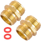 Garden Hose Connector, Male To Male Hose Adapter, 2 Pack 3/4 Inch Brass Water Hose Connector For Female Hose To Female Hose,(3/4" Ght Double Male) | Male To Male Hose Adapter, For Female Hose To Female Hose