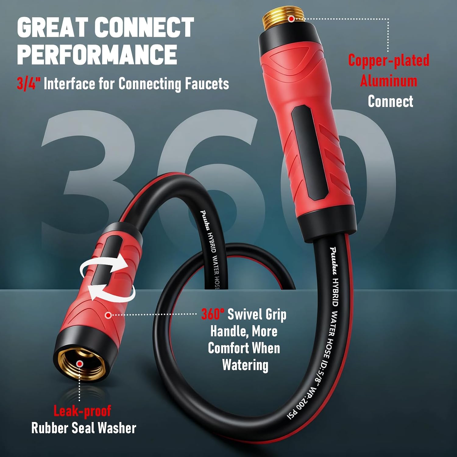 Garden Hose 25Ft X 5/8", Non-Expandable Heavy Duty Premium Flexible Hose | No Kink, Leakproof, Lightweight Hybrid Water Hose With Male To Female Fittings For Household&Backyard