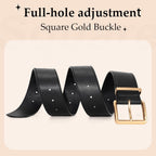 WERFORU Women Wide Belt for Dresses Thick Leather Belt with Big Gold Buckle Fahion Women Chunky Belt