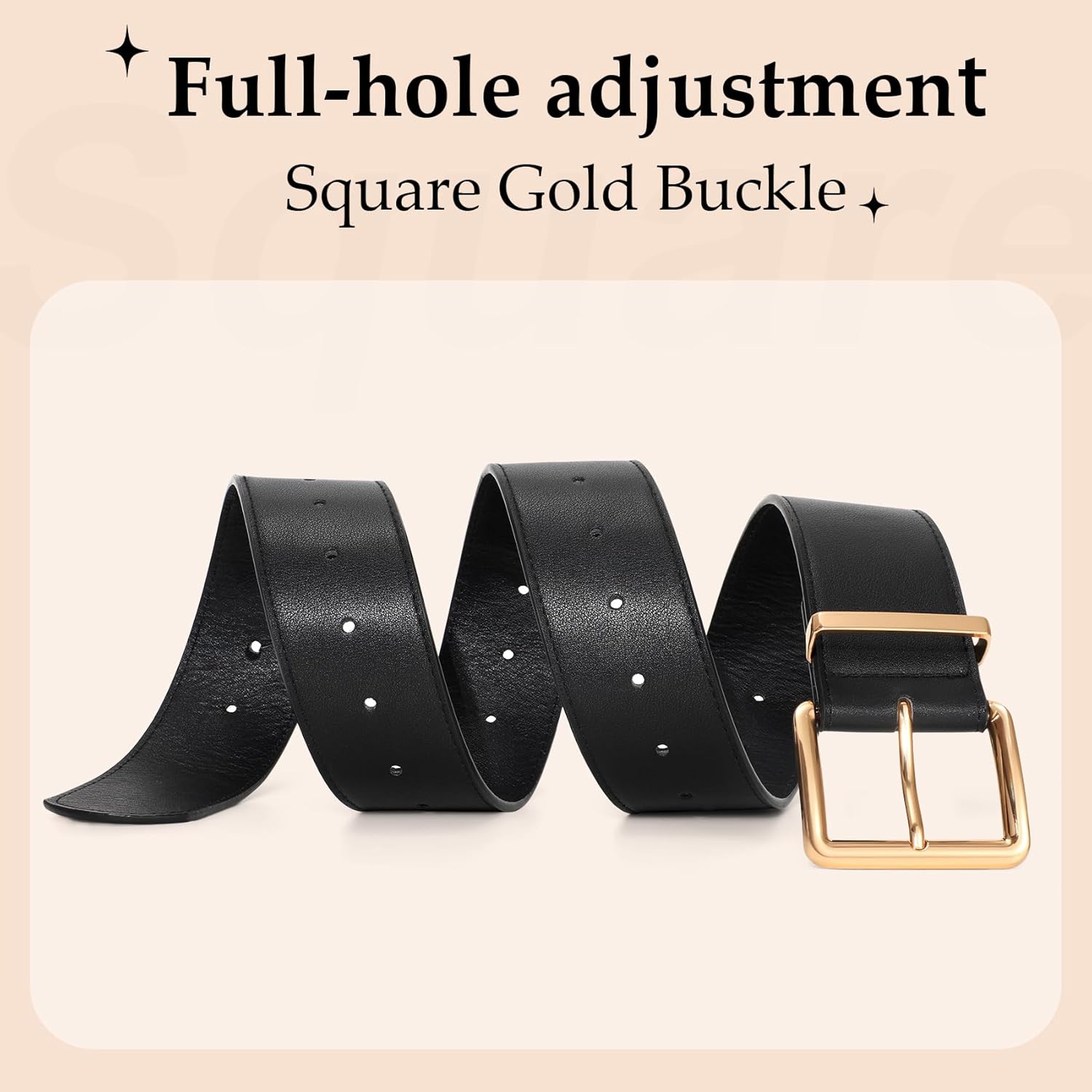 WERFORU Women Wide Belt for Dresses Thick Leather Belt with Big Gold Buckle Fahion Women Chunky Belt