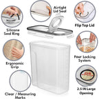 Shazo 2 Pack (6.3L / 213Oz) Extra Large Airtight Food Storage Cereal Containers For Bulk Food Storage Bpa-Free Plastic Container, Pantry Organization And Canister For Rice, Pasta, Sugar & Flour