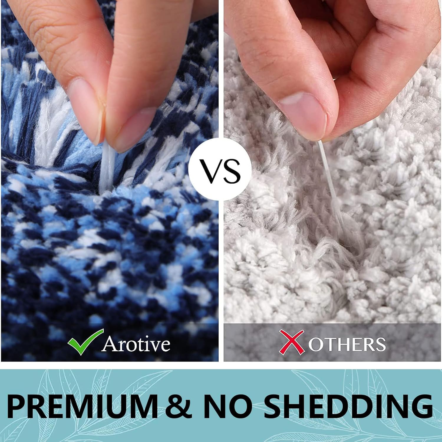 Arotive Microfiber Bathroom Rugs, Shaggy Soft and Absorbent Bath Rug, Non-Slip, Thick Plush Machine Washable Dry Bath Mats for Bathroom, Tub and Shower, 24x16, Blue, Rectangular