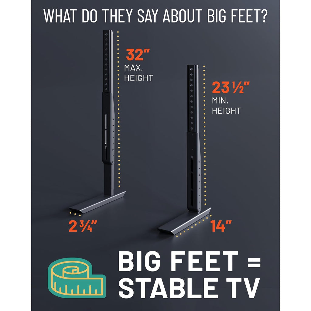Echogear Universal Tv Stand - Fits 49” To 77” Tvs Up To 100Lbs - Adjustable Height & Wobble-Free Design - Flat Base Compatible With Soundbars