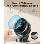 Portable Clip On Fan, 100-Speed Rechargeable Usb Fan With Led Display, 360° Rotation & Strong Airflow Desk Fan, Up To 17 Hours Small Battery Fan For Outdoor Travel Camping Treadmill Car (Black)