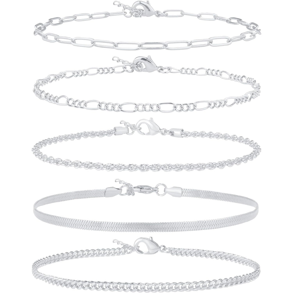 AOZEL Gold/Silver Plated Anklet Bracelets for Women Waterproof Plus Size Cuban Link Chain Ankle Bracelet for Large Ankle 9-12inch