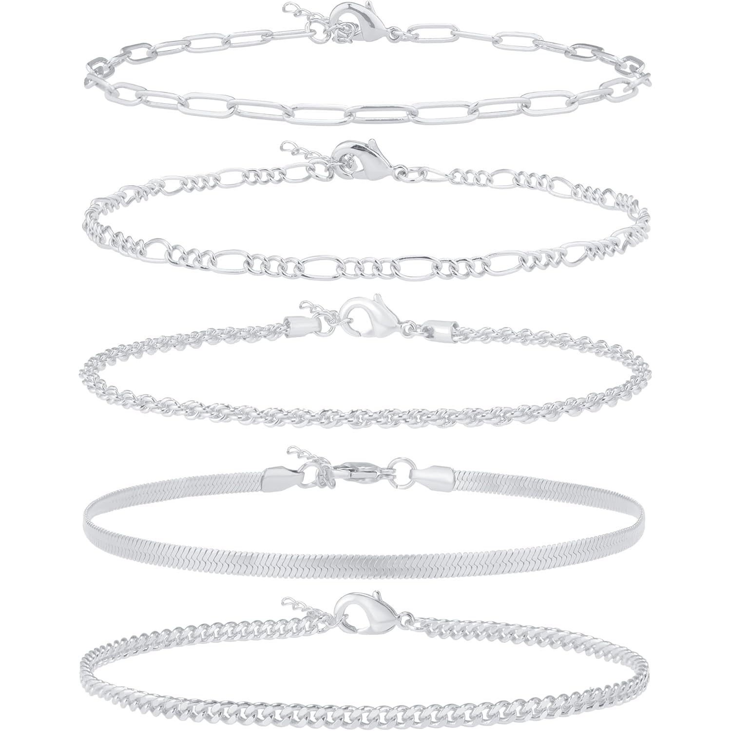 AOZEL Gold/Silver Plated Anklet Bracelets for Women Waterproof Plus Size Cuban Link Chain Ankle Bracelet for Large Ankle 9-12inch
