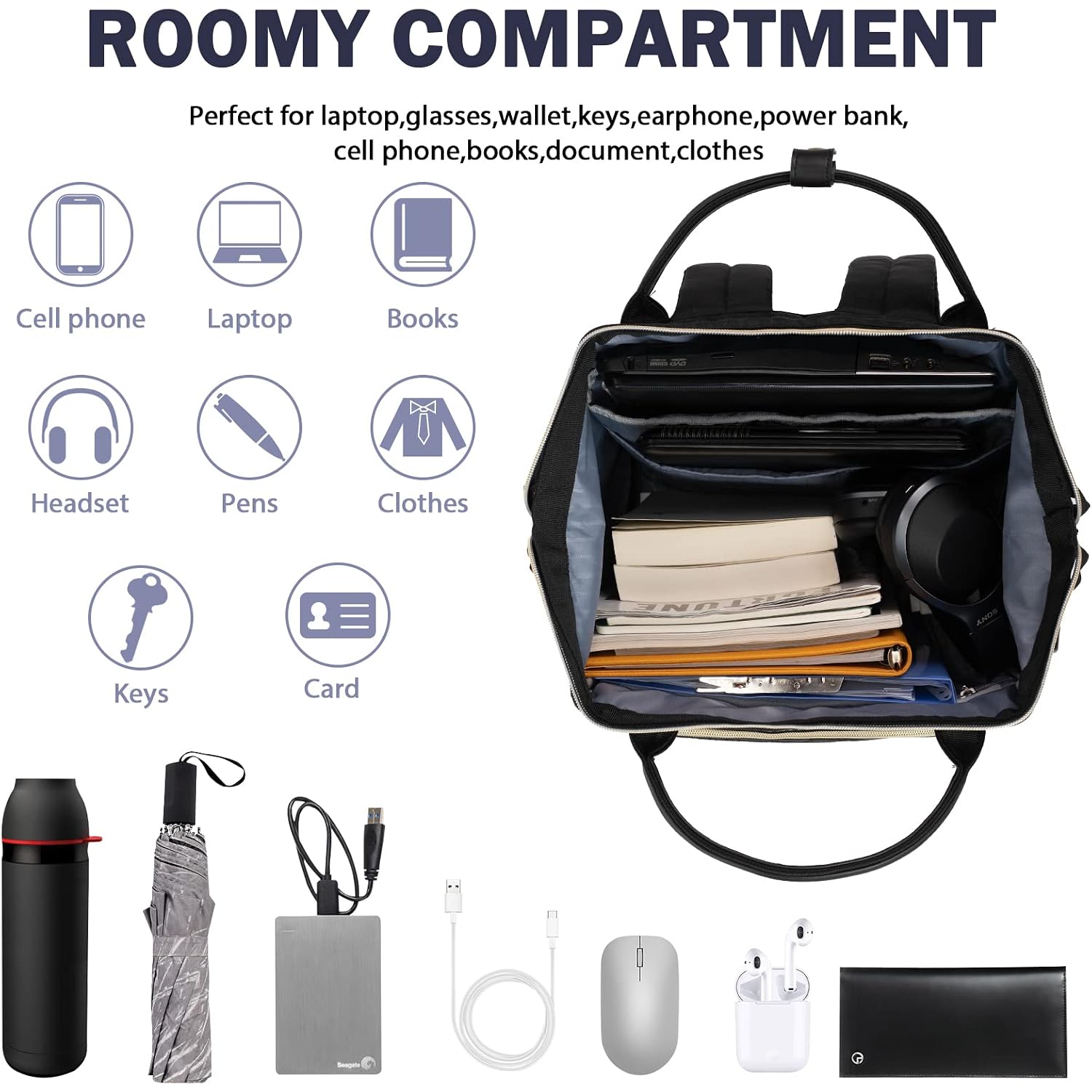 Vankean 17 Inch Laptop Backpack For Women Large Capacity Waterproof Daypack