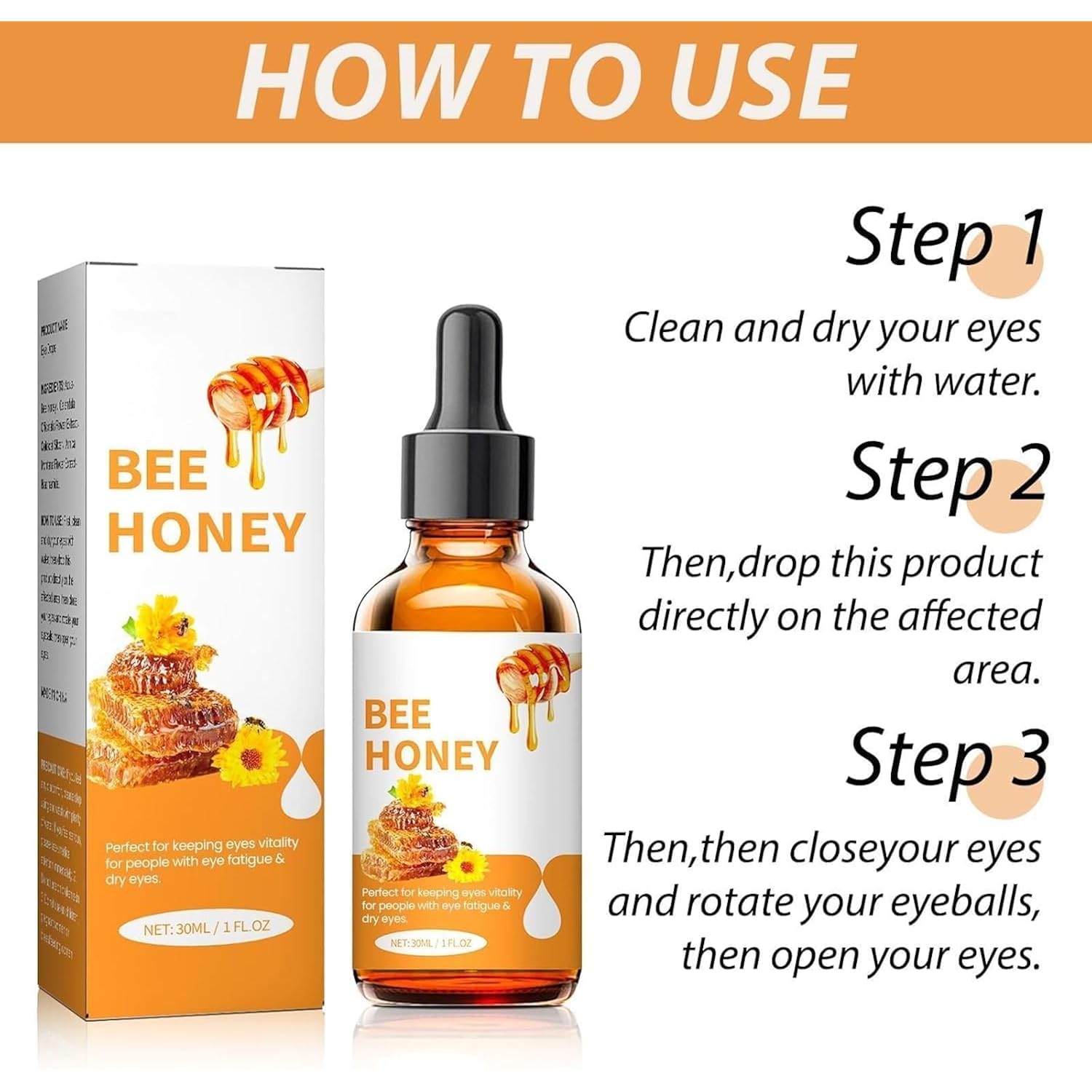 Honey Eye Care, Natural Hydration & Nourishing Formula With Bee Honey (2Pcs)