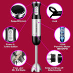 Upgrand 1100W 5-In-1 Immersion Blender Handheld, Black | 30 Speed Stick Blender With Turbo, 15,500 Rpm, Includes Whisk, Milk Frother, 500Ml Chopper & 600Ml Beaker