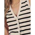 Lillusory Vest Tops For Women 2026 Summer Outfits Striped Sweaters Button Up Casual Blouses Jacket Fashion Clothes