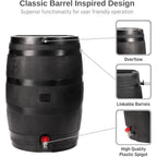 Rts Home Accents 50-Gallon Eco Rain Barrel Made With 100% Recycled Plastic, Flat Back Rain Water Collection Barrel, Black
