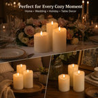 Angelloong Flickering Flameless Candles With Remote, Fake Candles Set Of 3 | Realistic Battery Operated Candles, Led Candle For Fall Room Home Wedding Decor Centerpieces Table Party Christmas Decoration