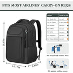 Travel Laptop Backpack, Airline Approved Computer Bag | Laptop Compartment, Adjustable Strap, Anti-Theft Pocket, Luggage Strap, Large Capacity For Work Travel College