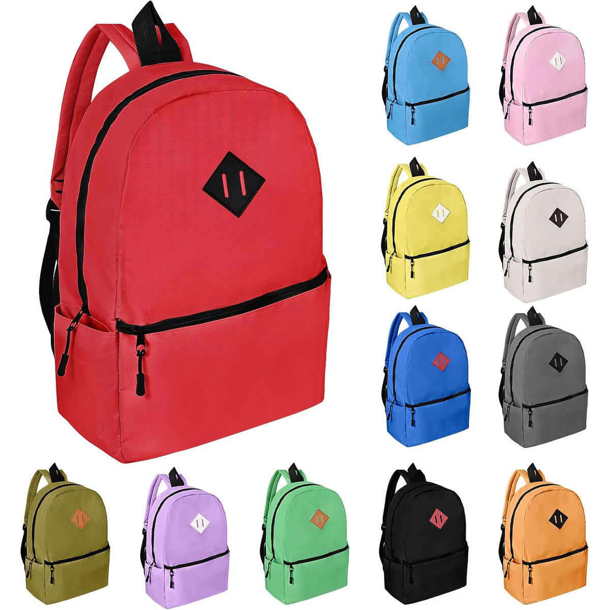 12 Pack Backpacks In Bulk,17-Inch Lightweight Bookbags For Elementary,Middle,And High School Students,Bulk Backpacks For Kids,Boys,Girls,Classroom,Travel,Gym Supplies,Assorted 12 Colors