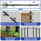 6 Pack 10 Ft Heavy Duty Metal String Light Poles Adjustable Outdoor Lighting Stand For Patio,Backyard,Garden,Party & Wedding Rustproof & Sturdy With Hooks