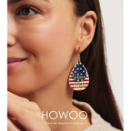 250th Anniversary Dangle Earrings for Women, Patriotic American Flag Teardrop Womens Earrings for 4th of July, Independence Day Party Outfit Jewelry Lightweight Celebration Present