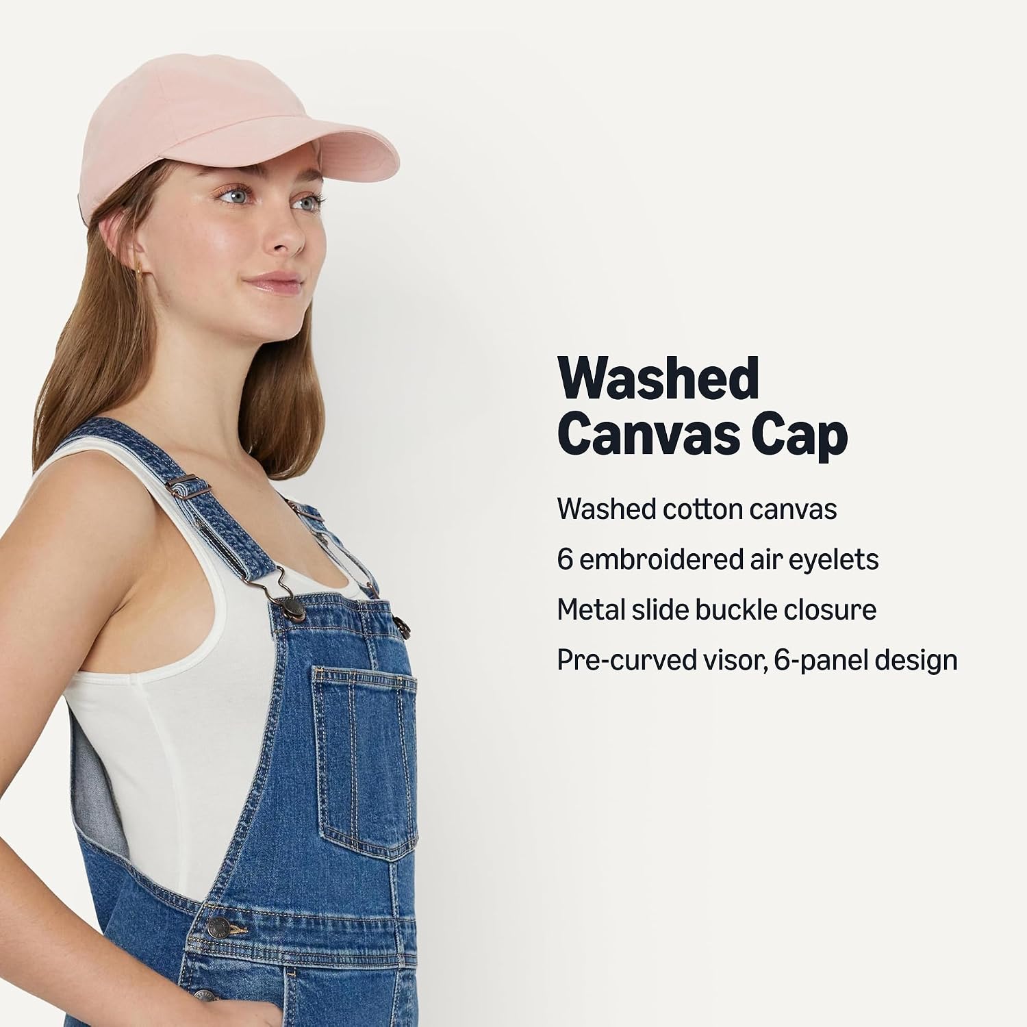 Amazon Essentials Women's Washed Cotton Canvas Baseball Cap with Adjustable Strap Pink