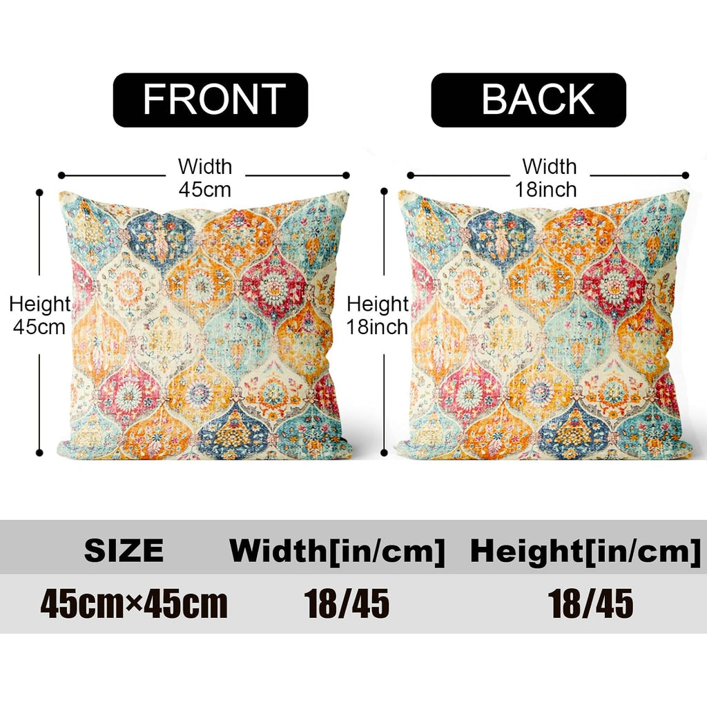 Boho Throw Pillow Covers 18X18 Inch Set Of 2,Soft Pillowcases Bohemia Carpet Printing Pattern Decorative Sofa Living Room Bed Square Pillow Case Cushion Cover-Cream Color