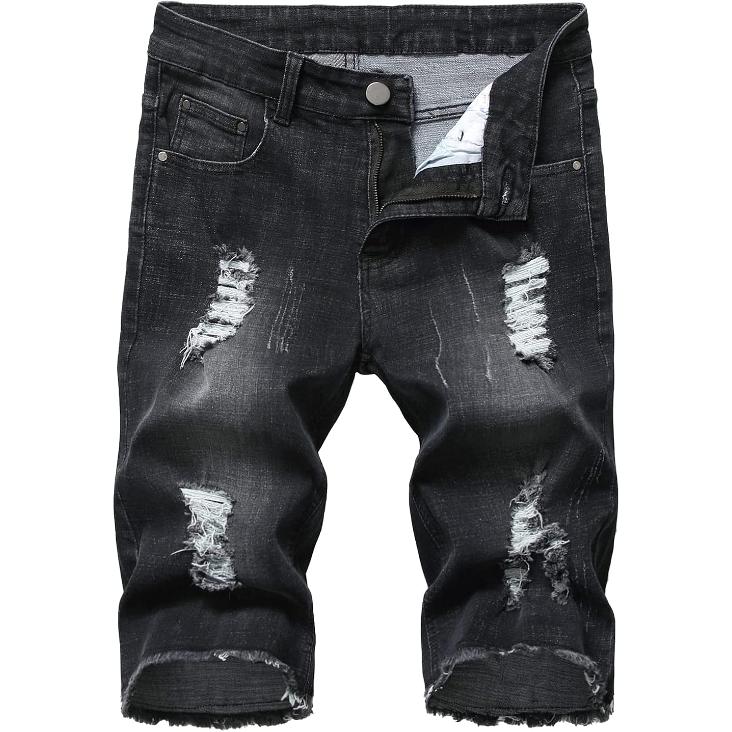Men'S Ripped Denim Shorts & Jeans Summer Casual Classic Straight Distressed Ripped Short Jeans