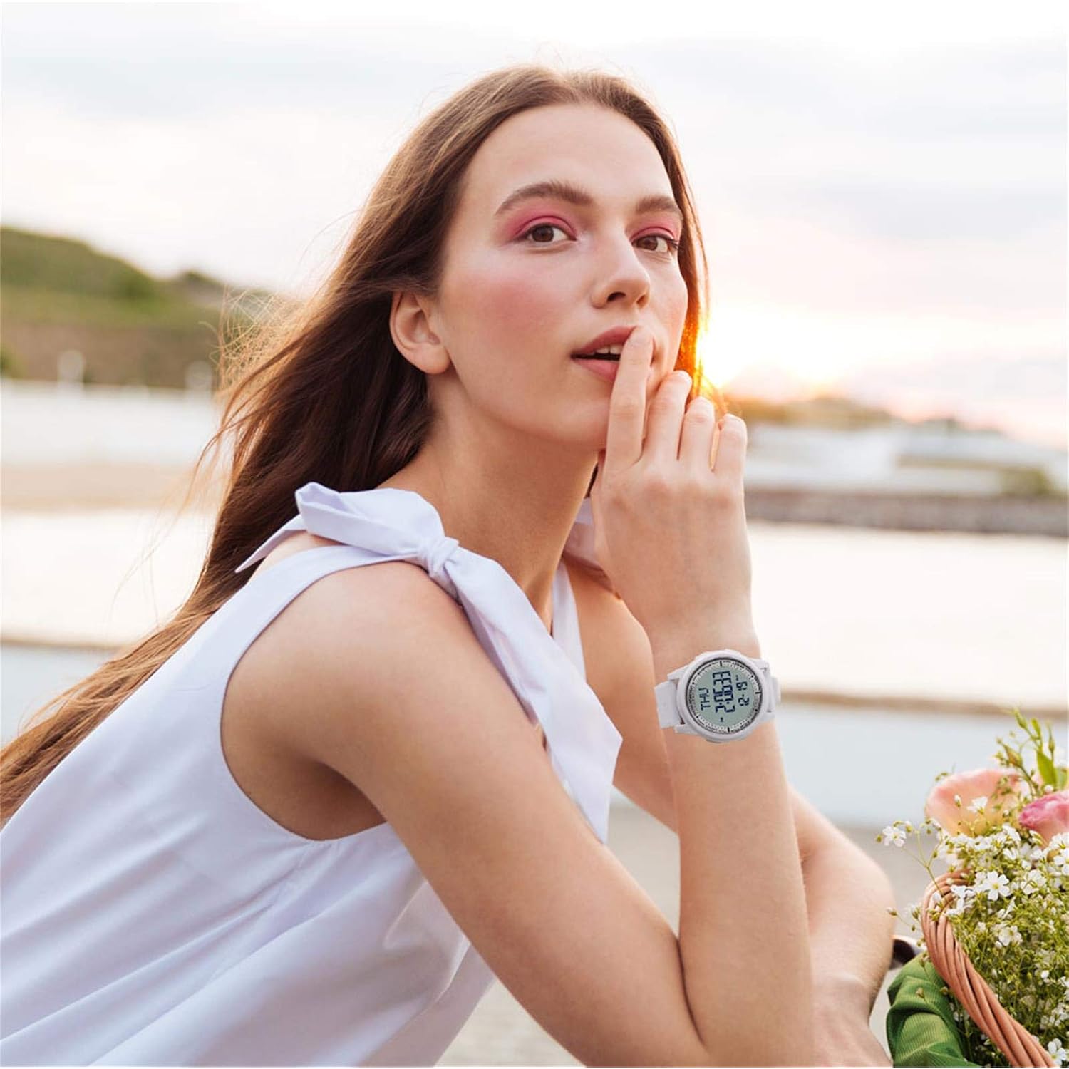 Beeasy Digital Watch For Men Women, 50M Waterproof, Ultra-Thin & Lightweight, 44Mm Silicone Sports Watch With Alarm, Stopwatch, Countdown, Ideal For Gym, Running, School, Daily Wear