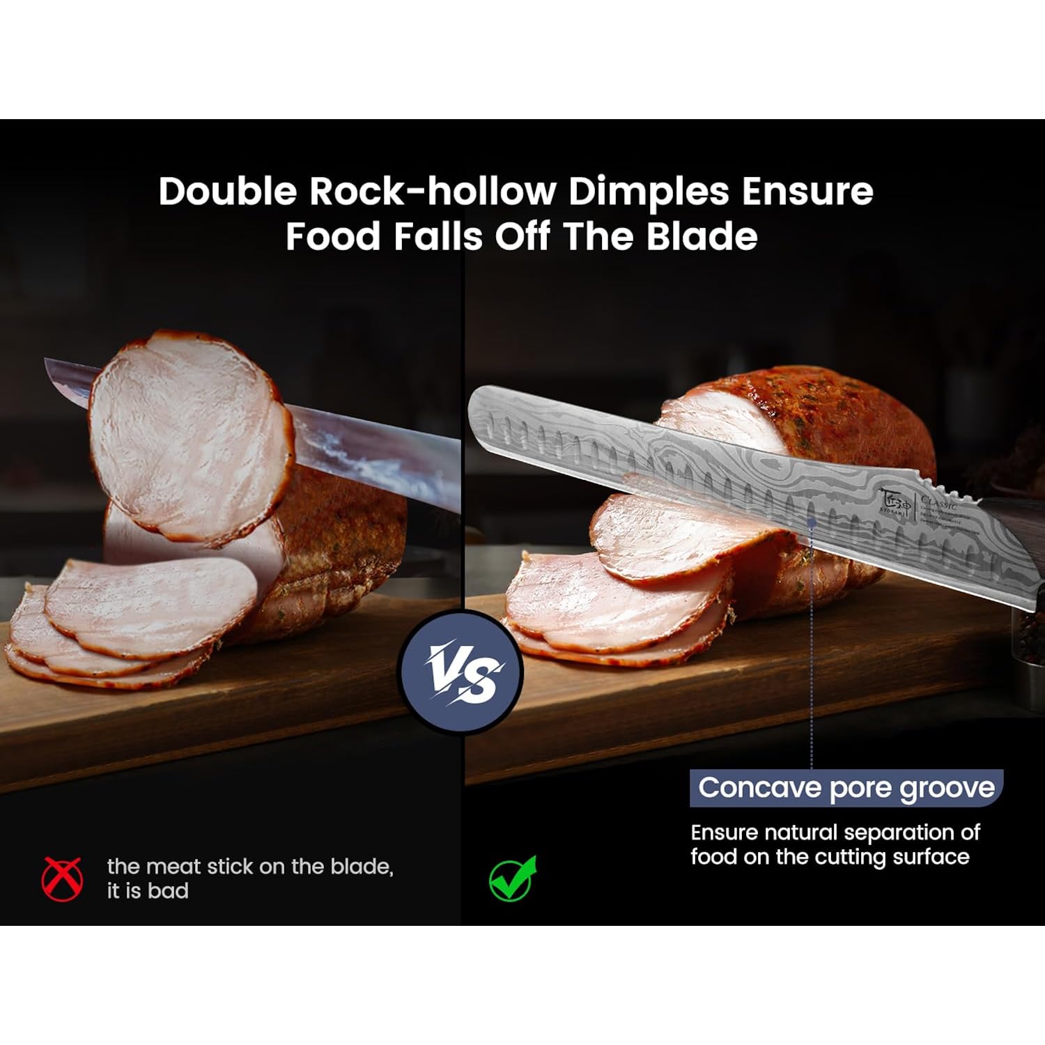 Brisket Slicing Knife, 12 Inch Multifunction Carving Knife For Meat Cutting, Japanese Style Meat Slicer With Wood Full Tang Handle, Damascus Pattern Long Slicing For Roast Beef, Ideal For Gift