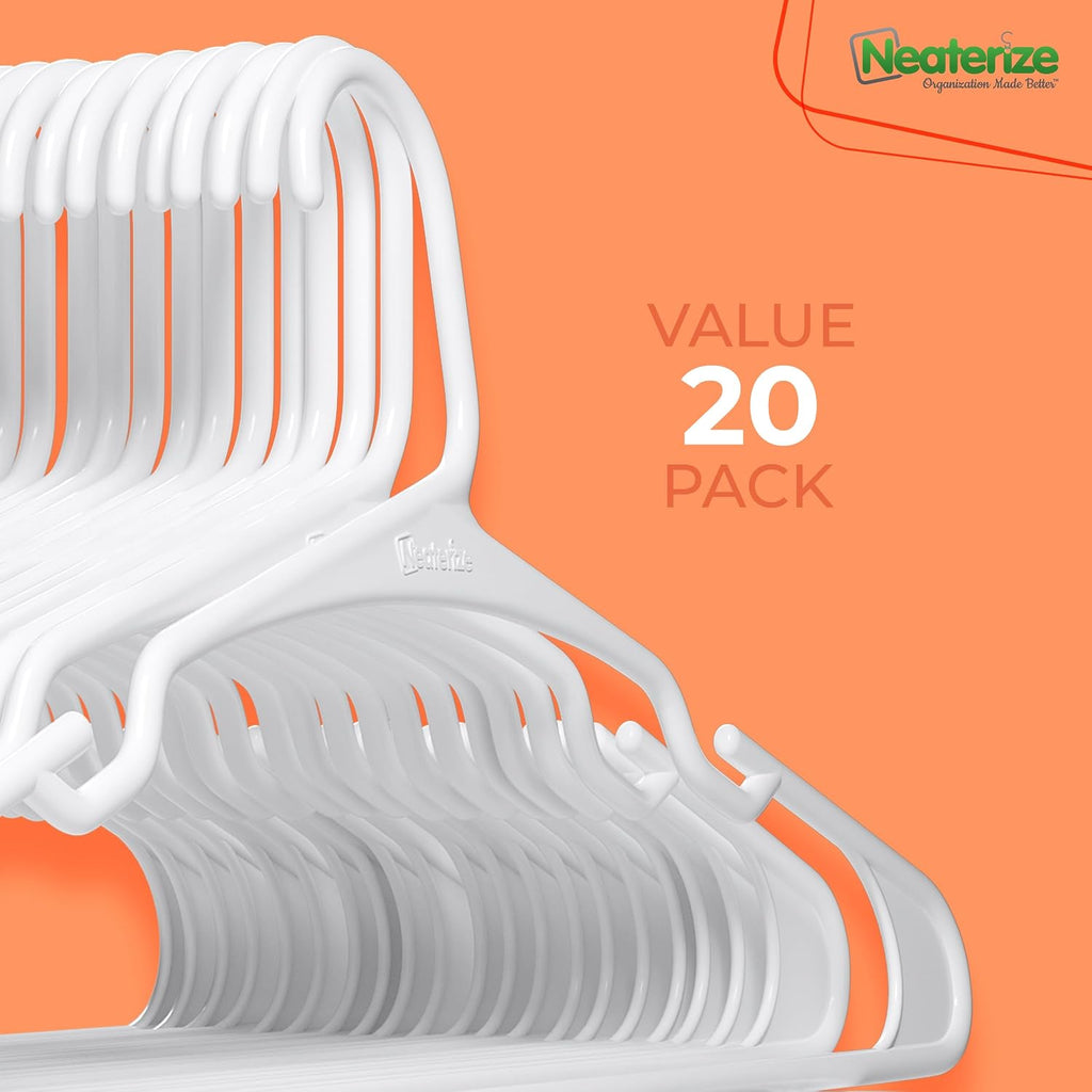 Neaterize Clothes Hangers Plastic 20 Pack For Adults - Plastic Hangers, The Perfect Coat Hanger And Space Saving Clothes Hangers For Closet, Percheros Ganchos Para Colgar Ropa Hangars - Purple Hangers