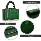 Acrylic Purses Evening Clutch Bag Marbling Handbags For Women Cross Body Bag With Pearl Chain Formal Wedding Prom Party