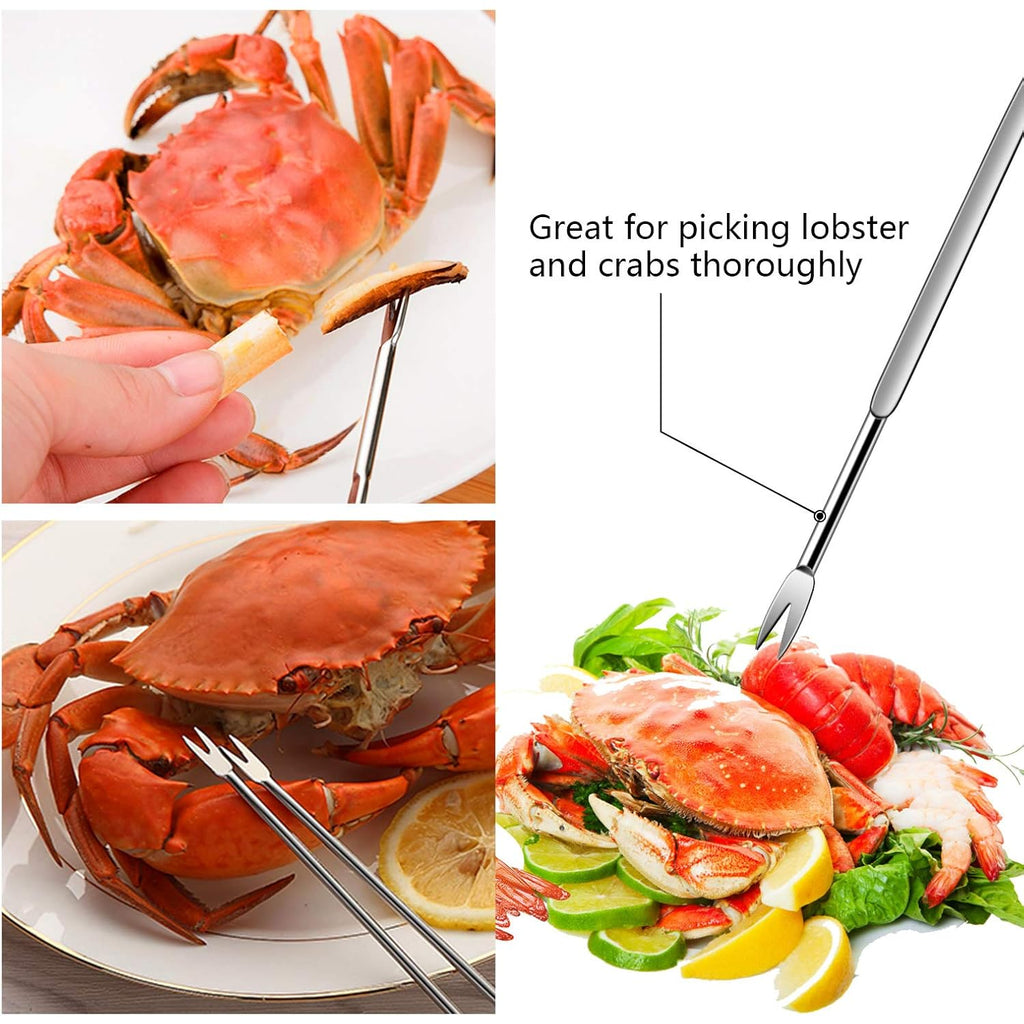 10 Pcs Seafood Tools Set - Crab Lobster Crackers Stainless Steel Forks Opener Shellfish Lobster Crab Leg Sheller Seafood Scissors,1Set