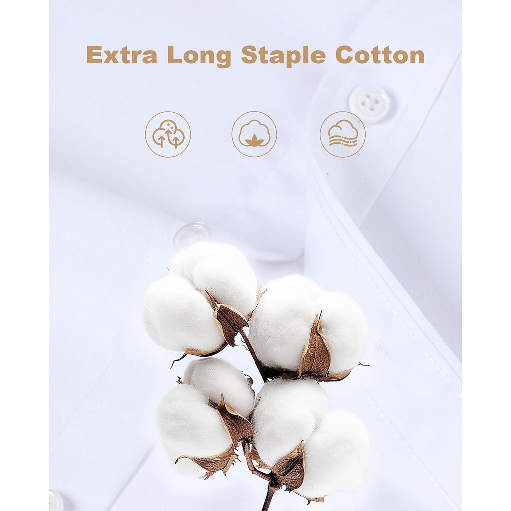 Cotton Mens Dress Shirts Long Sleeve Wrinkle Free Business Casual Button Down Shirts Formal Shirts Big And Tall