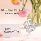 1st Mothers Day Gift for New Mom 925 Sterling Silver Mother Child Necklace as First Mothers Day Gifts for Pregnant Daughter Wife