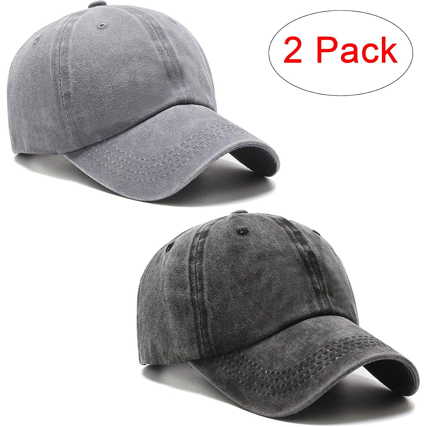 Pffy 2 Packs Vintage Washed Distressed Baseball Cap Golf Dad Hat For Men Women