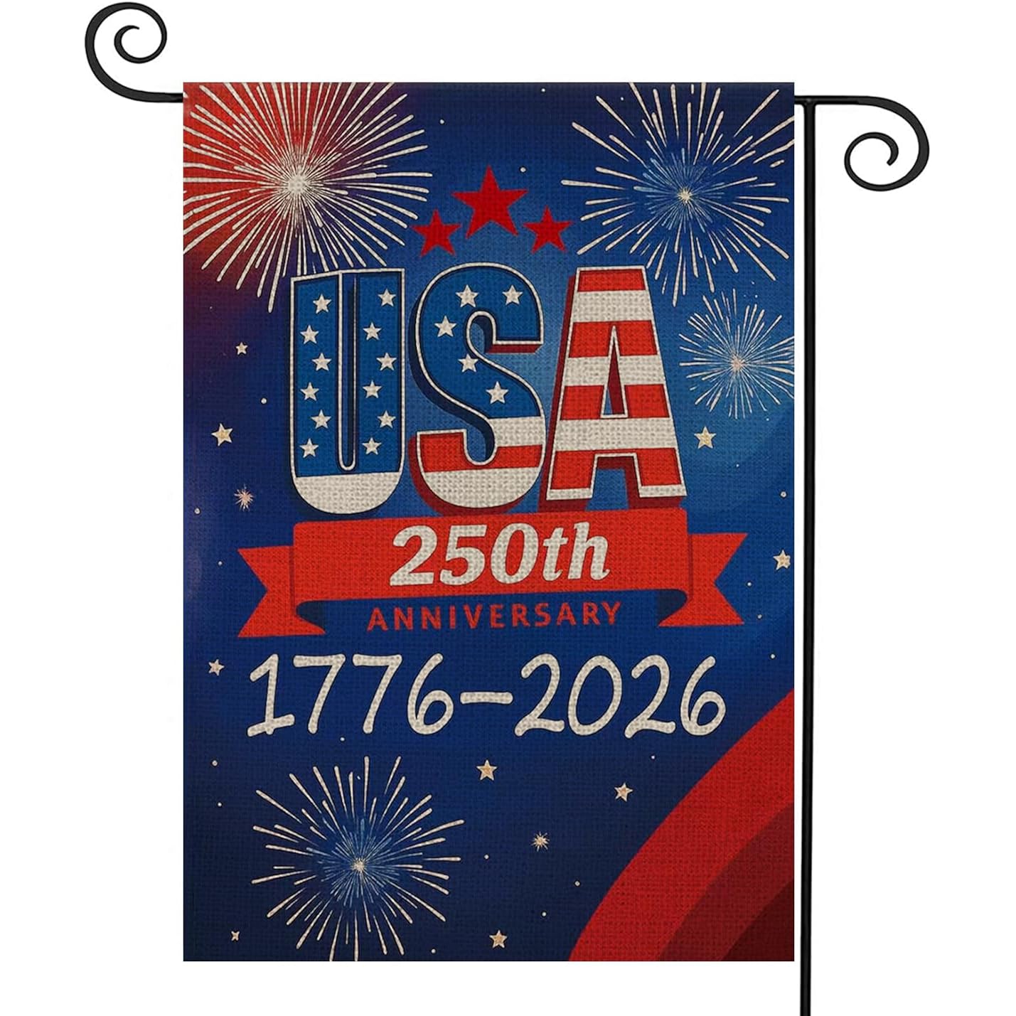 250 Anniversary Usa Garden Flags For Outside, 250 Anniversary Usa Flag With Fireworks Design, 1776-2026 Patriotic 4Th Of July Decorations Yard Sign Double-Sided Waterproof House Flag 12X18 Inch 250 Year American Flag