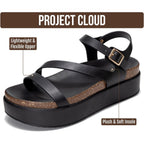 Project Cloud Platform Sandals Women Footwear - Plush & Soft Insole Wedge Sandals For Women Footwear Stylish Platform Shoes With Adjustable Straps (Mellow)