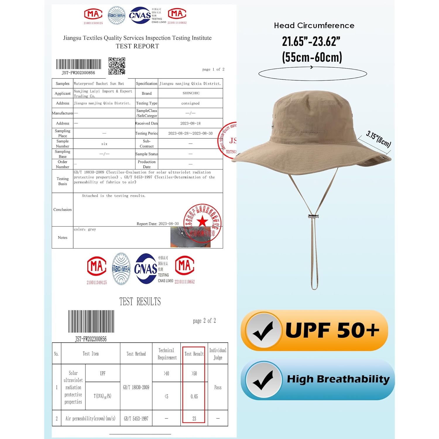 Waterproof Bucket Rain Hat for Women Wide Brim Summer UPF50+ Cowboy Sun Hat Men Foldable Soft Floppy Beach Hat